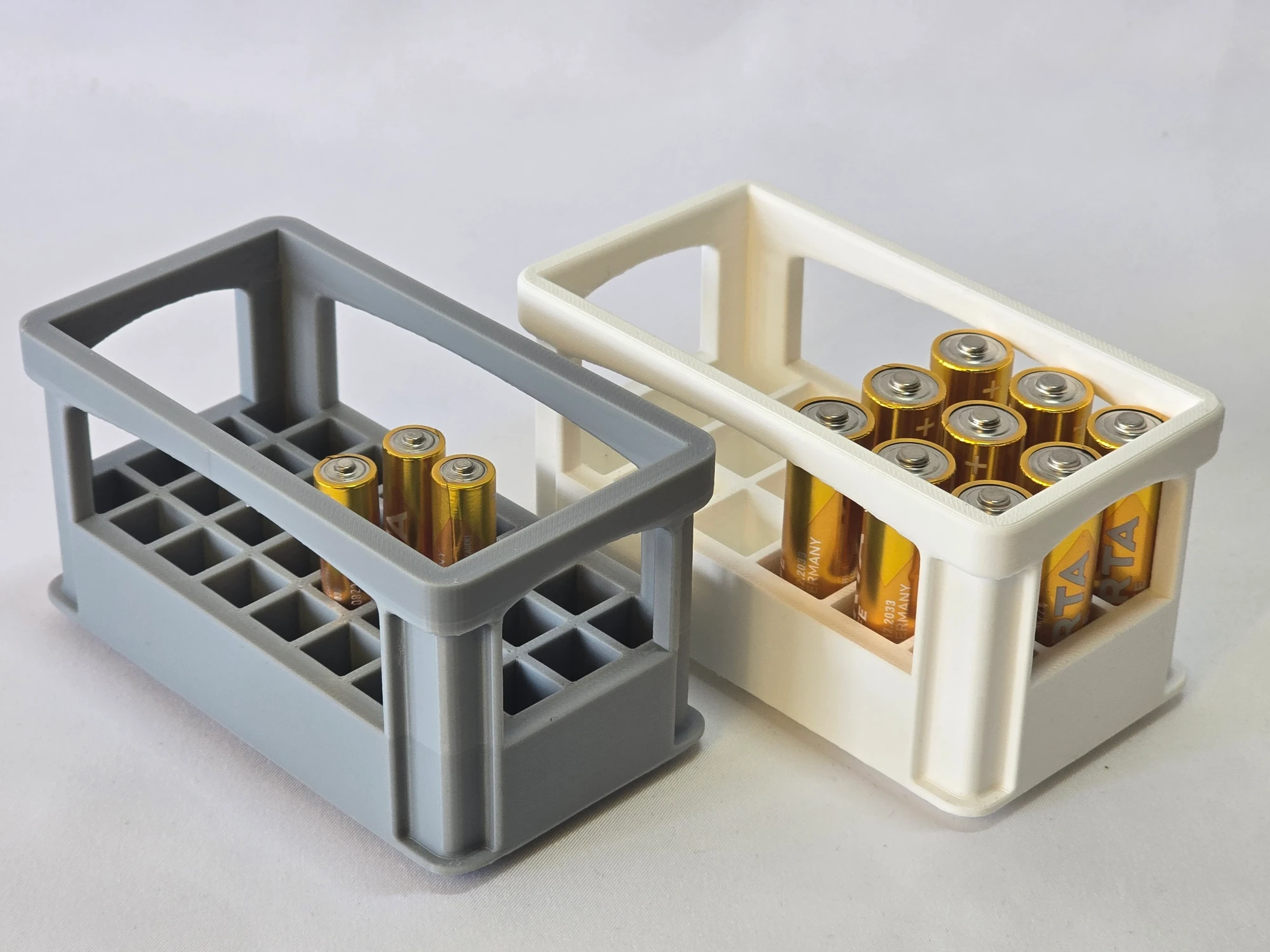 Stackable Battery Crate for AA or AAA Batteries – Mini Beverage Crate Style - Battery Beer Box