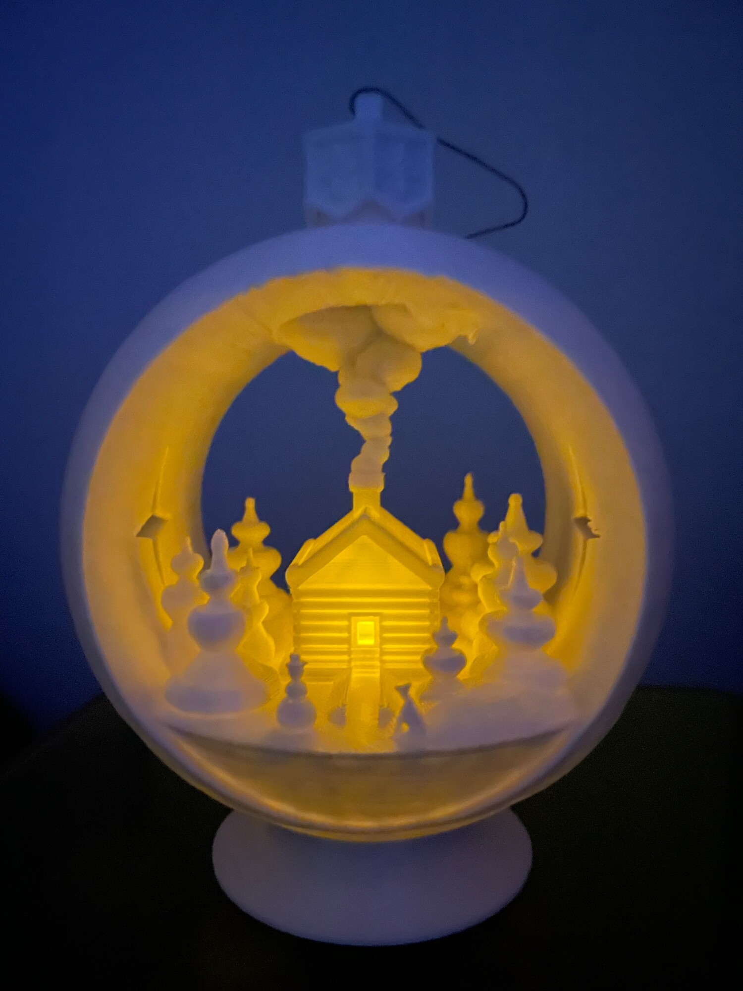 Snowglobe Votive Ornament - Winter Cabin