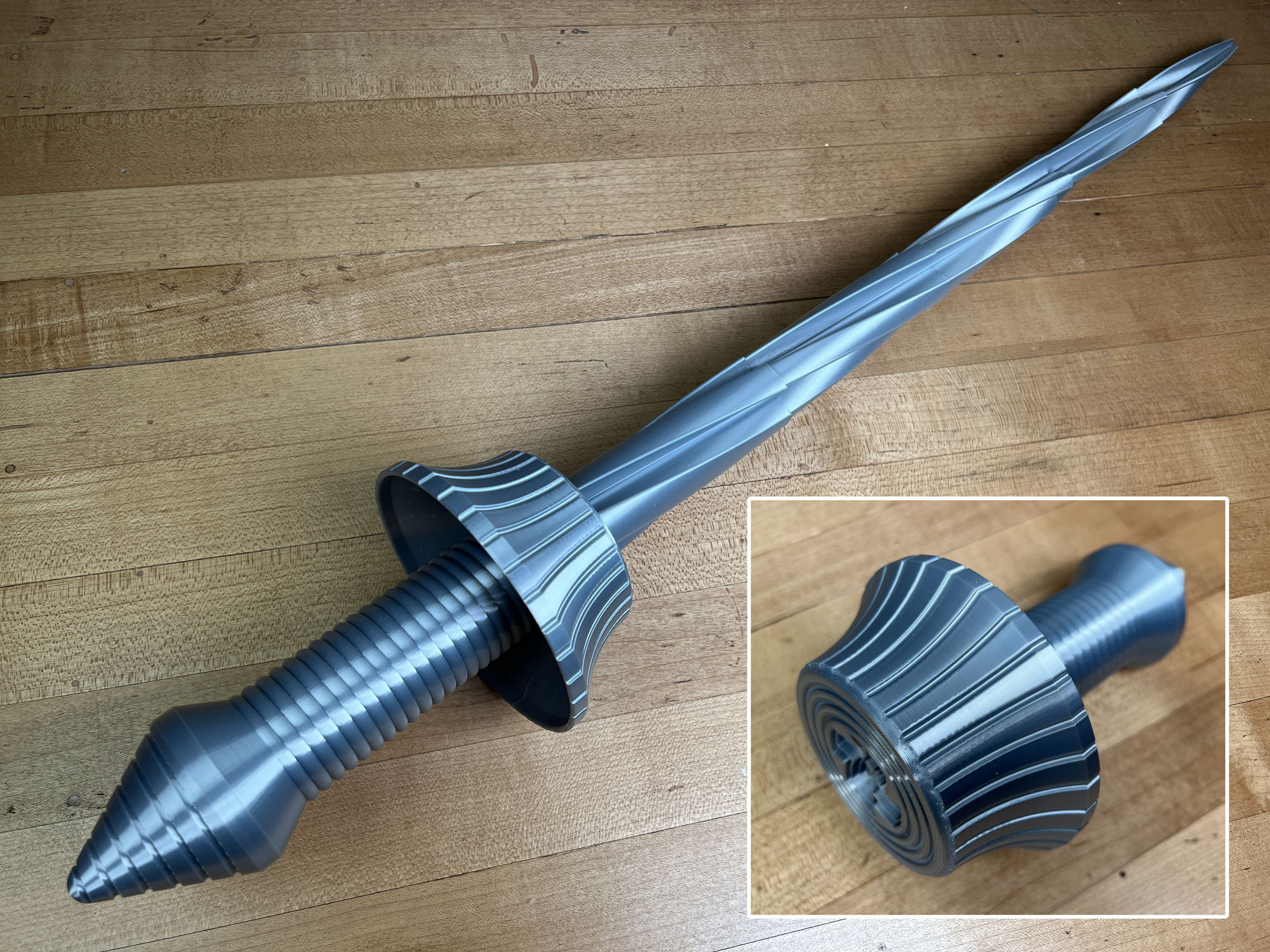 Collapsing drill sword (print-in-place)