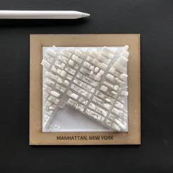 3D MODEL STL Manhattan framed souvenir city map 3D printing/CNC